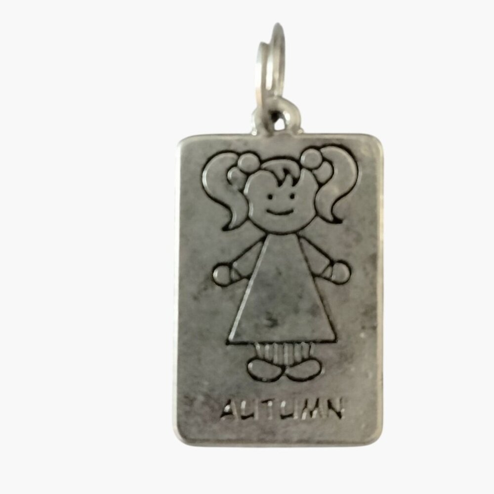 Girl Name Pendant Autumn Personalized Silver Tag Charm